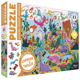 Dinosaurs search & find puzzle (54 Pieces) – Made in France – Auzou 4+
