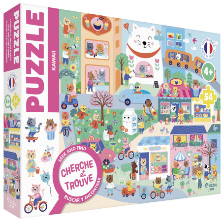 Kawaii Search & Find Puzzle (54 Pieces) – Made in France – Auzou 4+