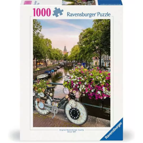 Nathan Adult Puzzle 1000 pcs – Bicycles & Flowers in Amsterdam