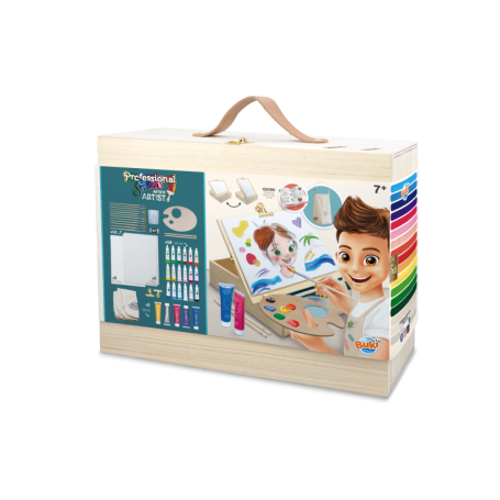 Kids acrylic painting set – Wooden easel box – Buki