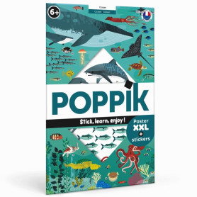 Poppik Giant Sticker Poster – Oceans & Marine Animals – Kids 6-12