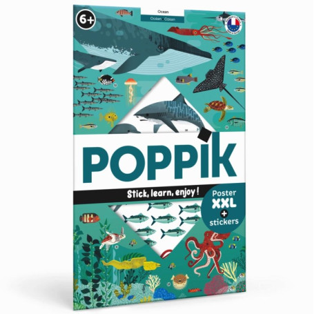 Poppik Giant Sticker Poster – Oceans & Marine Animals – Kids 6-12