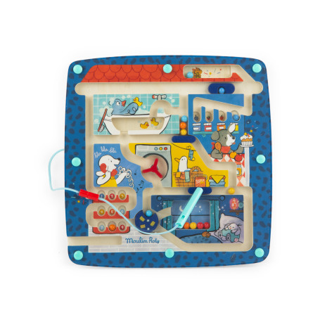 Labyrinthe magnétique bois – Puce & Pilou – Jeu éducatif Moulin Roty