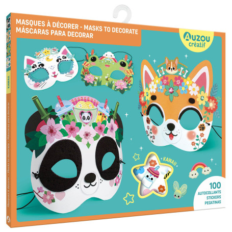 Kawaii Masks to Decorate Kit – Auzou – Mosaic Sticker Activity Kids