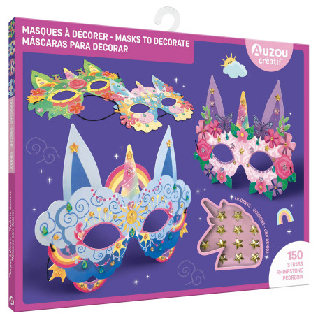 Unicorn masks to decorate Kit – Auzou – Mosaic sticker activity Kids