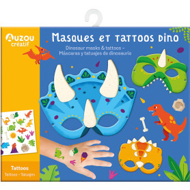 Dino Masks & Tattoos Kit – Auzou – Scratch Art & Mosaic Activity