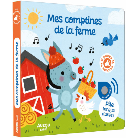 Livre Sonore Mes Comptines de la Ferme Auzou – 6 Musiques Dès 1 an
