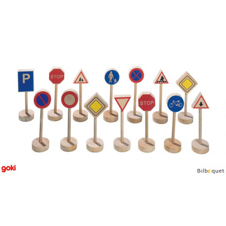 Pannneaux de signalisation (15 pièces en bois)