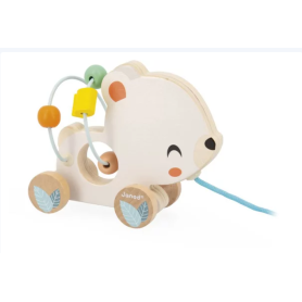 Janod Pull-Along Wooden Bear – Pure Baby Looping Toy for Ages 12m+