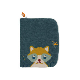 Baby health record book cover with embroidered name - Raccoon