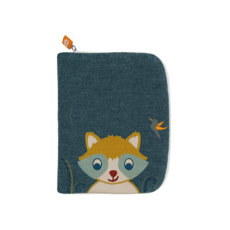Baby health record book cover with embroidered name - Raccoon