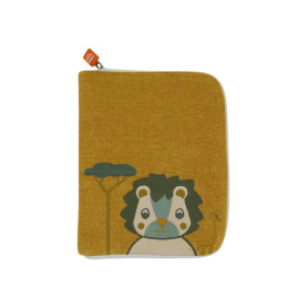 Baby health record book cover with embroidered name - Lion cricket