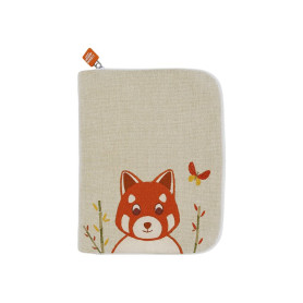 Protège carnet de santé avec prénom brodé - Panda roux