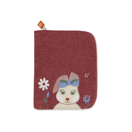 Baby health record book cover with embroidered name - Mrs. Rabbit