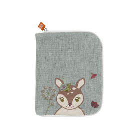 Baby health record book cover with embroidered name - Mrs. Fawn