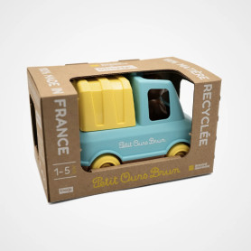 Camion poubelle Petit Ours Brun menthe - jouet simple