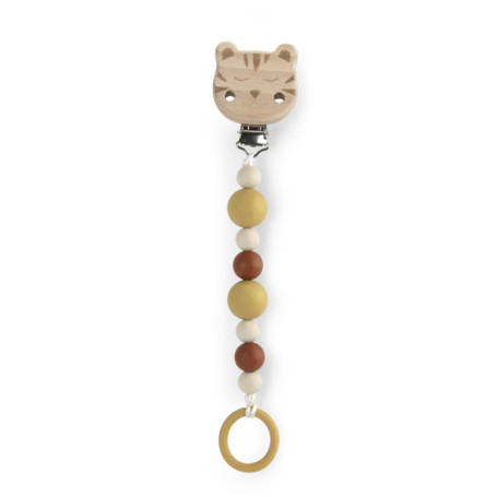 Moulin Roty La Forêt Mawa Wood & Silicone Pacifier Clip - Baby Gift
