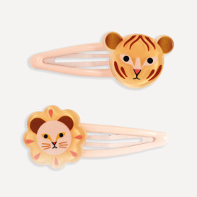 Djeco Léanna Hair Clips x2 | Acrylic Tiger & Lion Accessories
