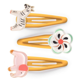 Nadette Hair Clips x3 Djeco | Zebra & Elephant Kids' Hair Accessories