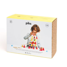 Kit Piks Médium OPPI | Jeu de Construction Équilibre Bois (44 pcs)