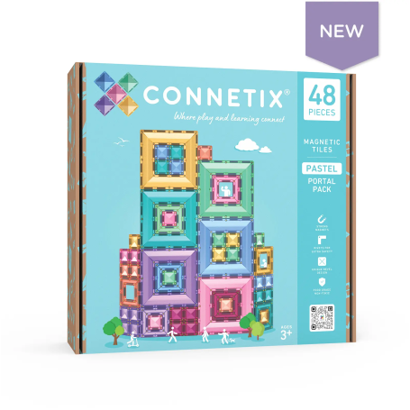 Pack Pastel Portal CONNETIX 48 pcs | Tuiles Magnétiques Emboîtables