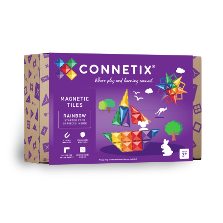 CONNETIX Rainbow Starter Pack 60 pc | Magnetic Building Tiles Set