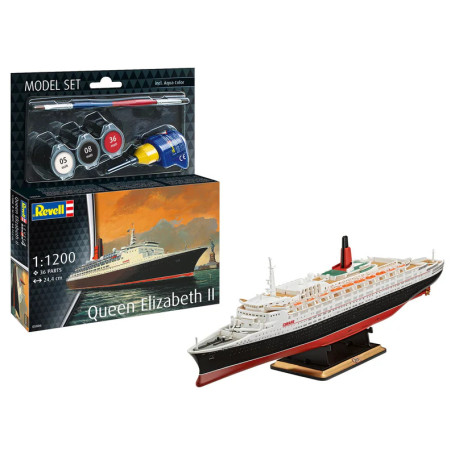 Revell Queen Elizabeth II Model Set | 1:1200 Scale Cruise Ship Kit