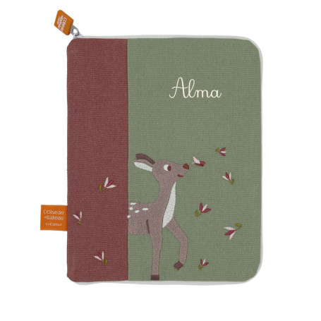 Protège carnet de santé avec prénom brodé -Faon