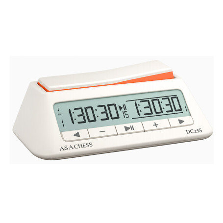 A&A Chess DC25S Digital Chess Clock | White Electronic Timer