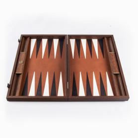 Jeu de Backgammon 48 cm en cuir synthétique Caramel
