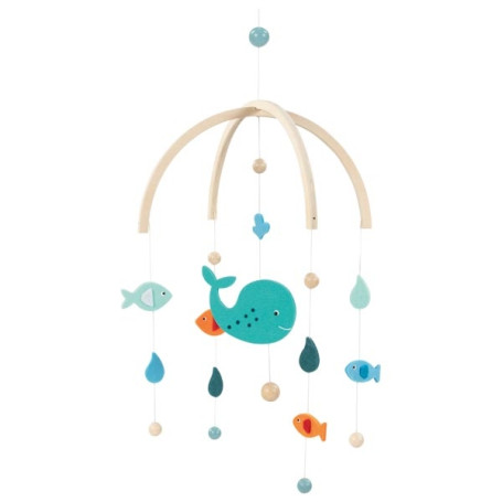 goki Wooden Baby Mobile Whale | Nursery Hanging Decor