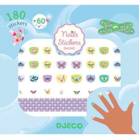 Djeco Spring Butterflies Glitter Kids Nail Stickers