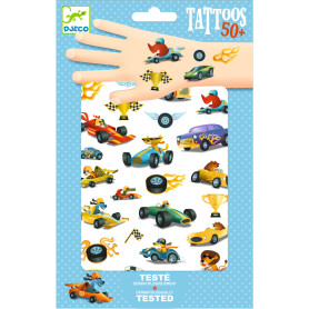 Tatouages temporaires métallisés enfants Bolides Djeco