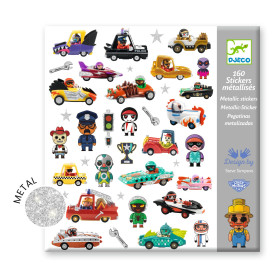 Djeco The World of Crazy Motors Kids Metallic Stickers | 160 Decals