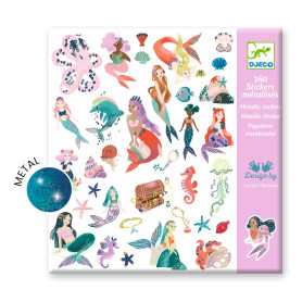Pochette de 160 stickers métallisés sirènes Djeco