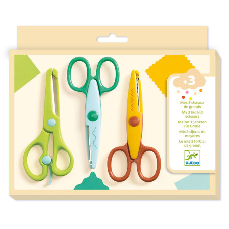 Lot de 3 ciseaux créatifs enfant apprentissage Djeco