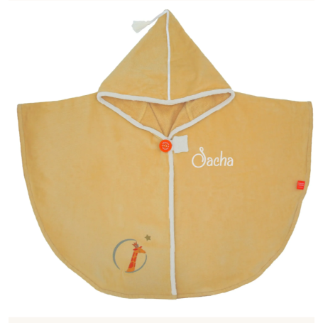 Personalized Hooded Bath Towel Vanilla Giraffe - L'Oiseau Bateau
