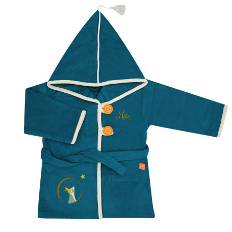 Teal Raccoon Bathrobe (Ages 4–6) with Embroidered Name