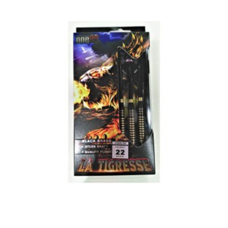 La Tigresse 22g Black Brass Steel Tip Darts Set