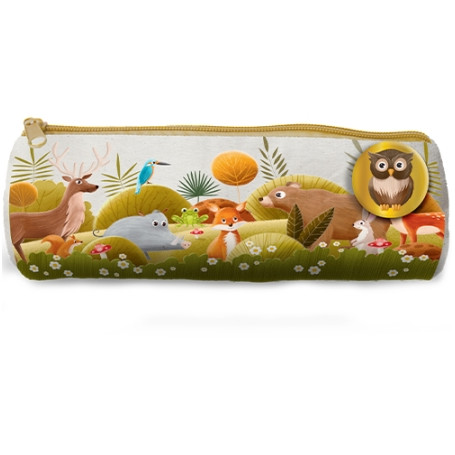 Cartes d'Art Forest Animals Round Cotton Pencil Case - School Supplies
