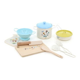 Vilac Nature Kitchen Metal Play Cooking Set - Pretend Play Toy