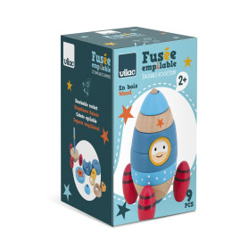 Vilac Wooden Surprise Stacking Rocket Toy - Space Toddler Game