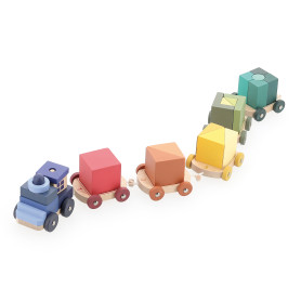 Vilac Wooden Multicolored Activity & Counting Stacking Train Toy
