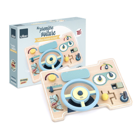Vilac Wooden Steering Wheel Multi-Activity Dashboard Toy
