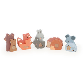 Vilac Wooden Mom & Baby Animals Counting & Stacking Puzzles
