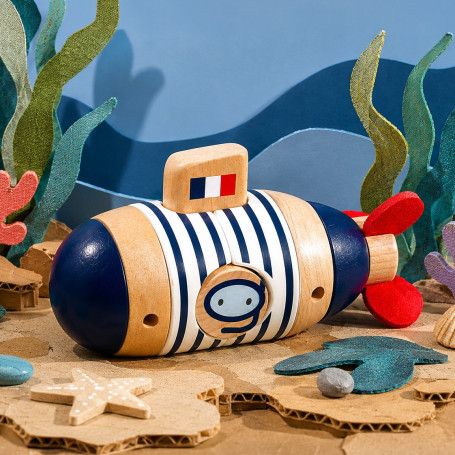 Wooden Surprise Submarine Toy Marine Nationale Vilac