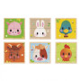 Puzzle 4 cubes en bois animaux de la ferme - Janod