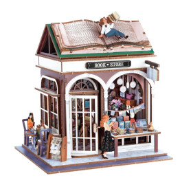 3D Wooden Bookstore Diorama Kit - Buki France