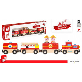 Story Train Pompiers Train en bois