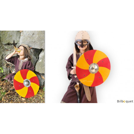 Bouclier de Viking rouge et jaune - Accessoire enfant